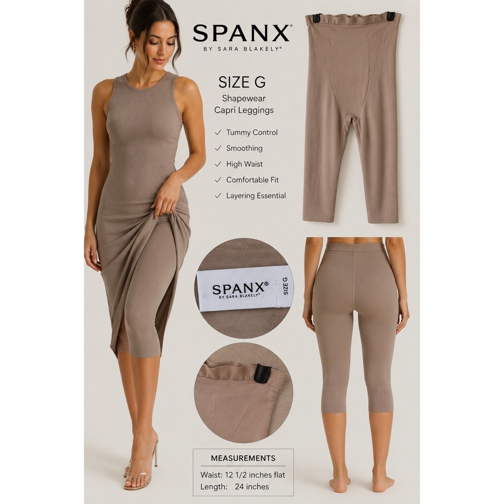 SPANX Size G Nude Shapewear Capri Leggings High Waist Tummy Control